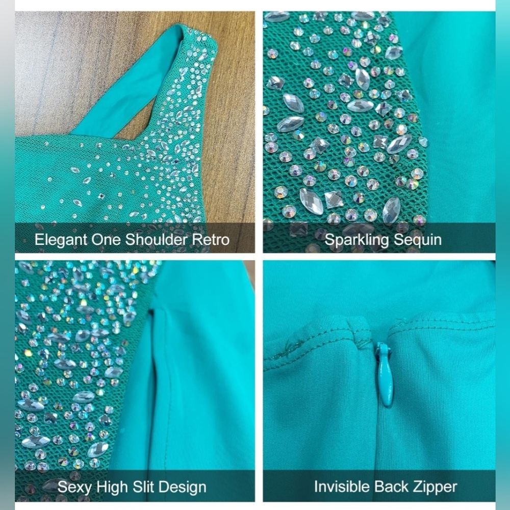 Elegant Teal Evening Gown - Picture 2 of 3